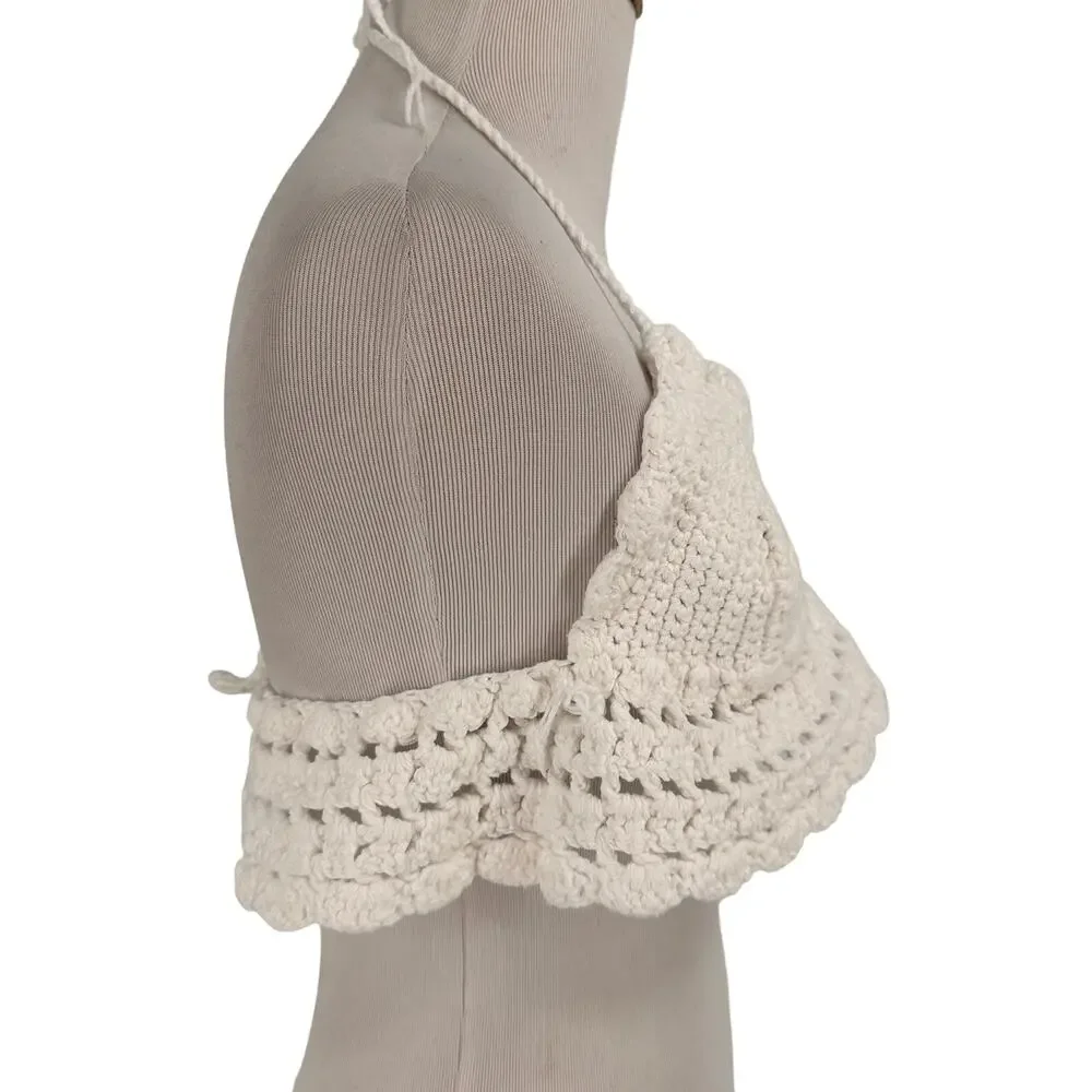 Crochet Women's White Bikini Top